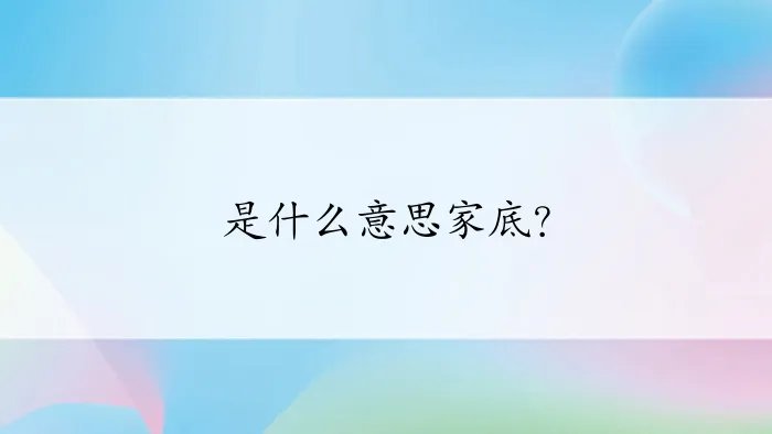 是什么意思家底?