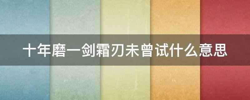 十年磨一剑霜刃未曾试什么意思