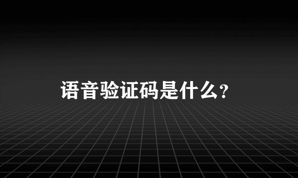 语音验证码是什么？
