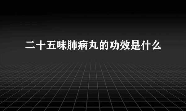 二十五味肺病丸的功效是什么