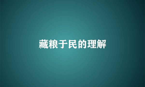 藏粮于民的理解