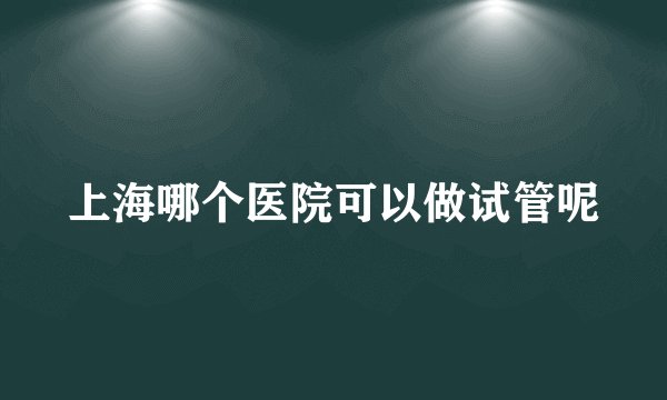 上海哪个医院可以做试管呢