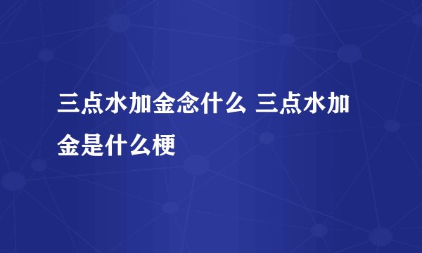 三点水加金念什么 三点水加金是什么梗