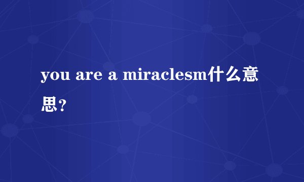you are a miraclesm什么意思？