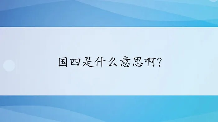 国四是什么意思啊？