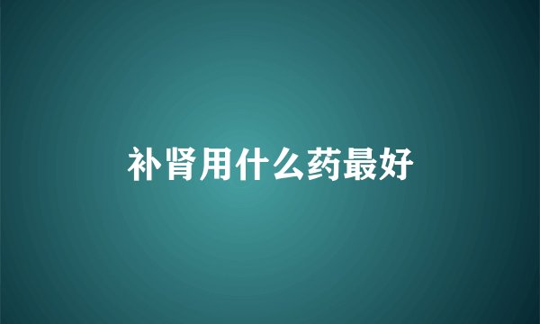 补肾用什么药最好