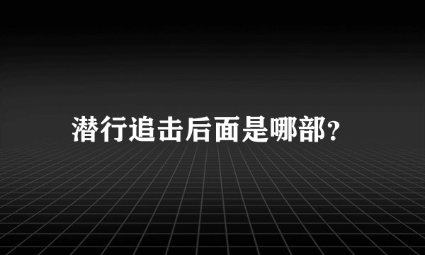 潜行追击后面是哪部？