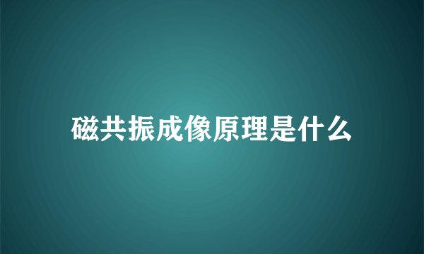 磁共振成像原理是什么