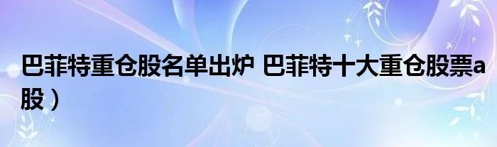 巴菲特重仓股名单出炉 巴菲特十大重仓股票a股）
