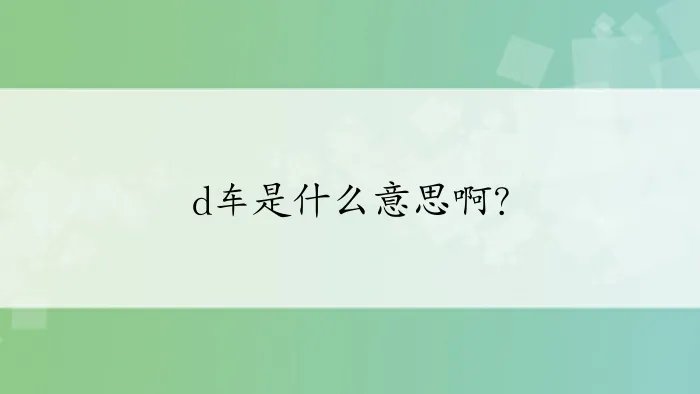 d车是什么意思啊?