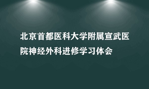 北京首都医科大学附属宣武医院神经外科进修学习体会