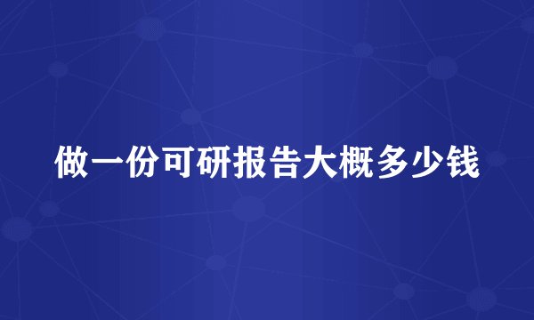 做一份可研报告大概多少钱