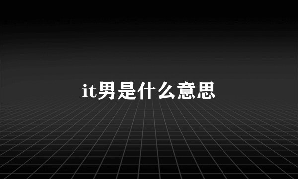 it男是什么意思