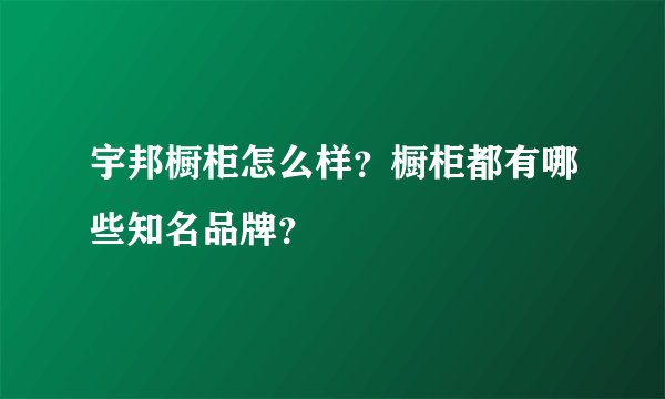 宇邦橱柜怎么样？橱柜都有哪些知名品牌？
