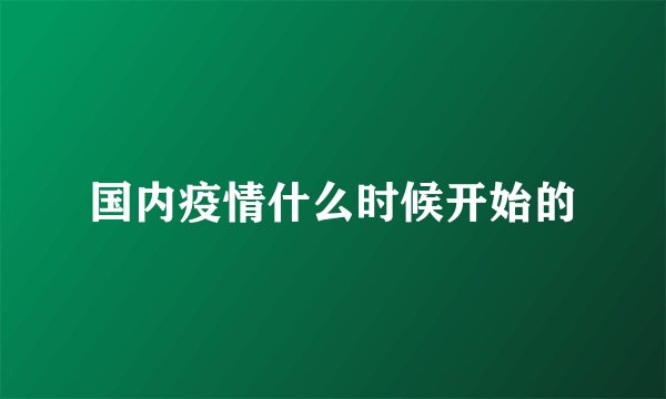 国内疫情什么时候开始的
