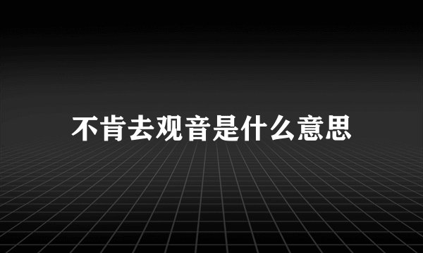 不肯去观音是什么意思