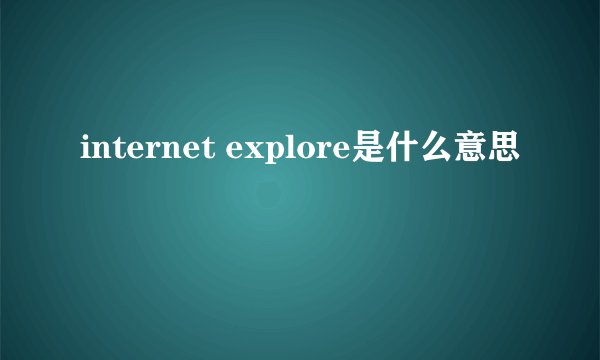 internet explore是什么意思