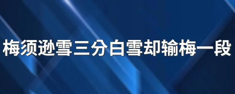 梅须逊雪三分白雪却输梅一段香的意思是什么 出自哪本书呢
