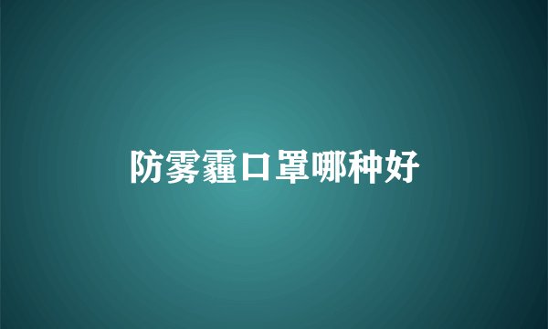 防雾霾口罩哪种好