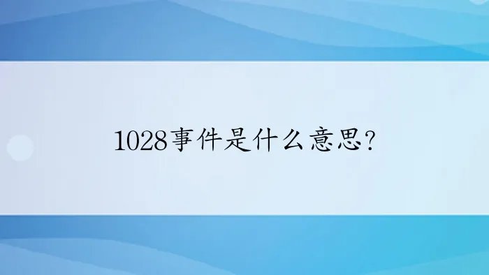 1028事件是什么意思?