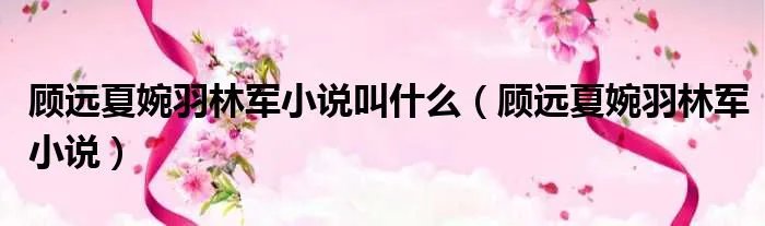 顾远夏婉羽林军小说叫什么（顾远夏婉羽林军小说）