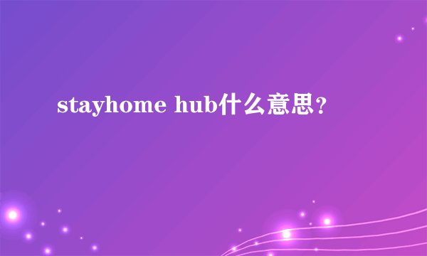 stayhome hub什么意思？