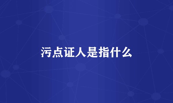 污点证人是指什么
