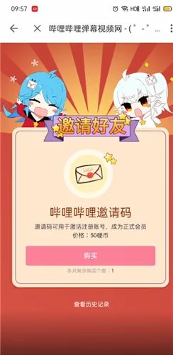《哔哩哔哩》邀请码购买方法