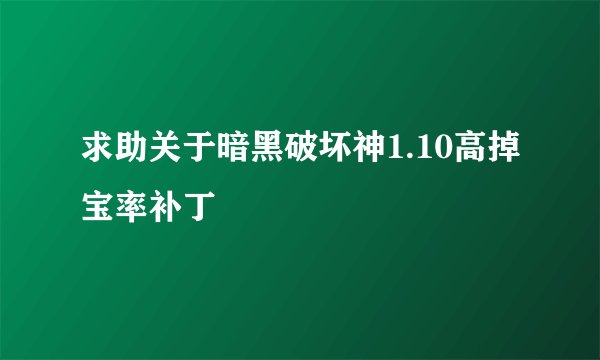 求助关于暗黑破坏神1.10高掉宝率补丁
