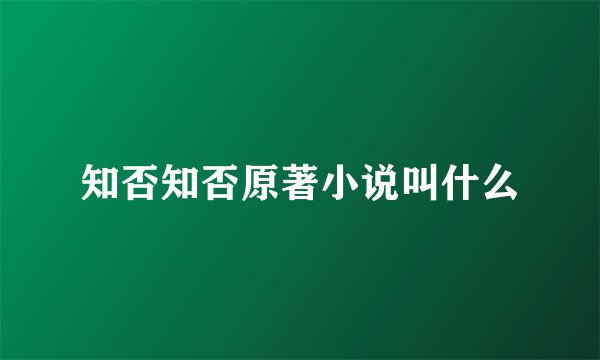 知否知否原著小说叫什么