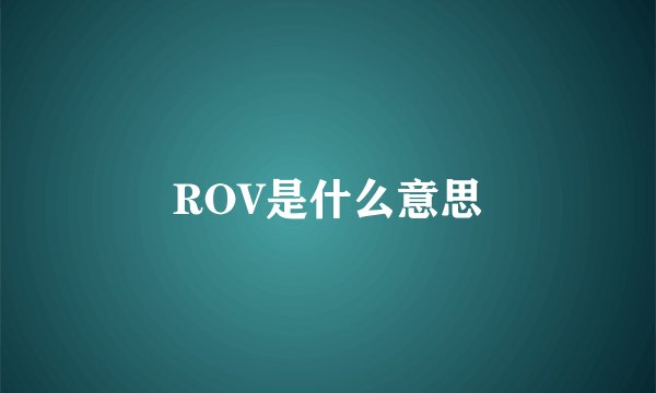 ROV是什么意思