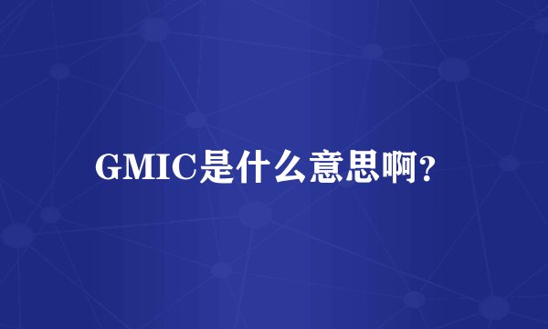 GMIC是什么意思啊？