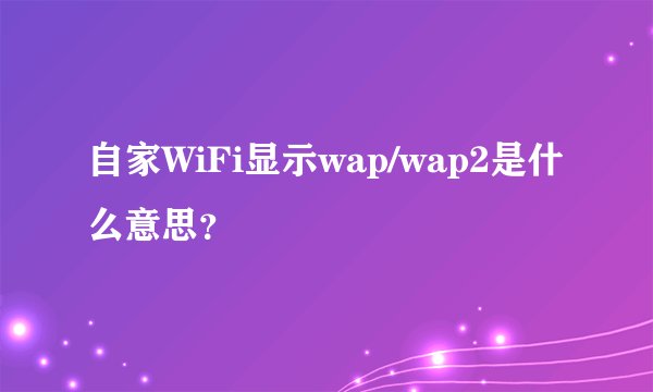 自家WiFi显示wap/wap2是什么意思？