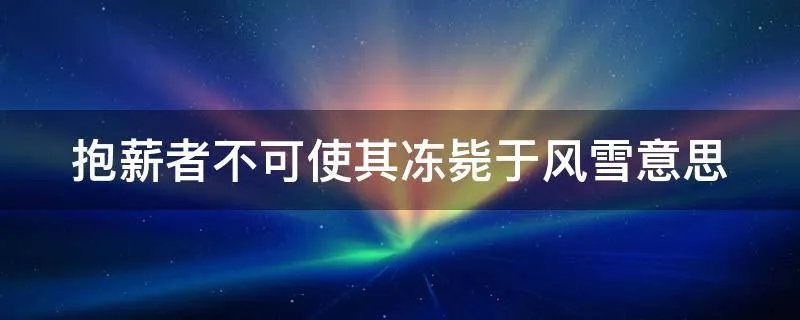 抱薪者不可使其冻毙于风雪意思