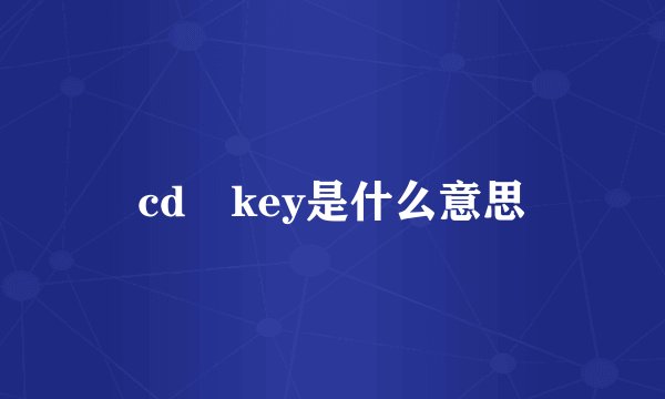 cd key是什么意思