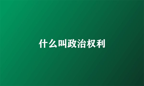 什么叫政治权利