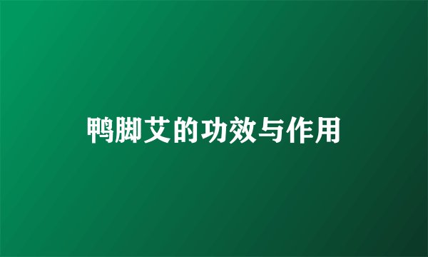 鸭脚艾的功效与作用