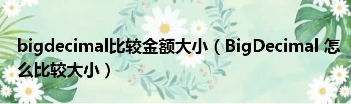 bigdecimal比较金额大小（BigDecimal 怎么比较大小）