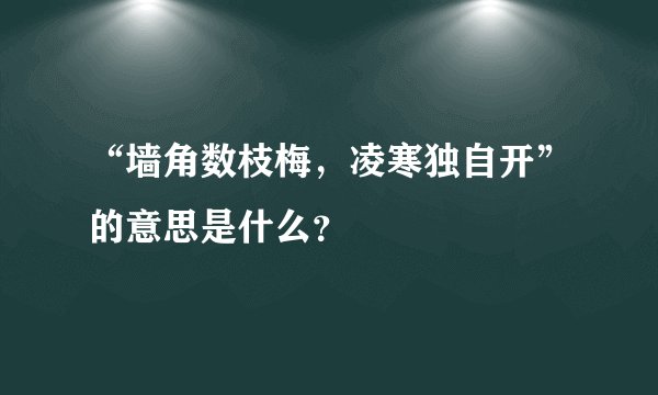 “墙角数枝梅，凌寒独自开”的意思是什么？