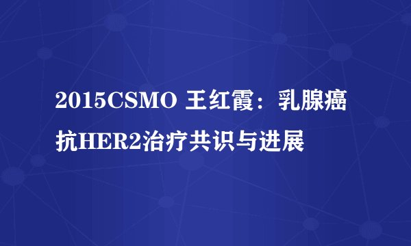 2015CSMO 王红霞:乳腺癌抗HER2治疗共识与进展