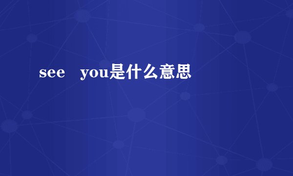 see   you是什么意思