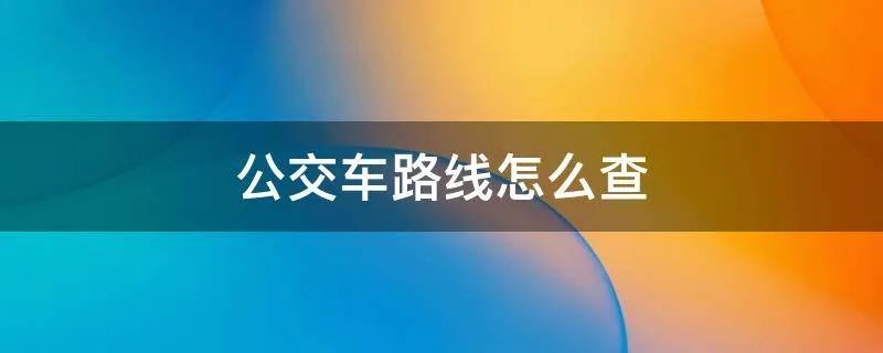 公交车路线怎么查