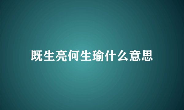 既生亮何生瑜什么意思