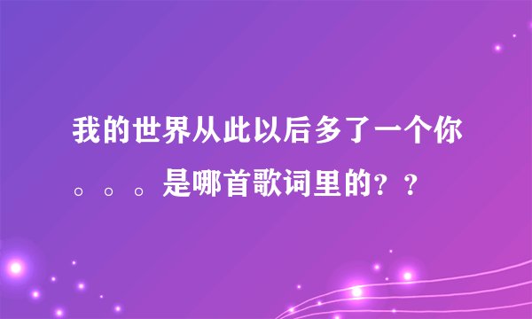 我的世界从此以后多了一个你。。。是哪首歌词里的？？
