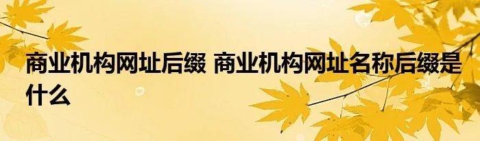 商业机构网址后缀 商业机构网址名称后缀是什么