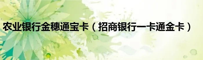 农业银行金穗通宝卡（招商银行一卡通金卡）