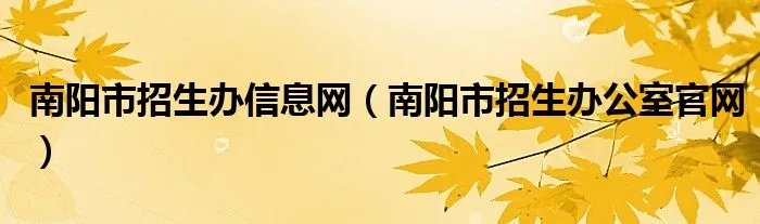 南阳市招生办信息网（南阳市招生办公室官网）