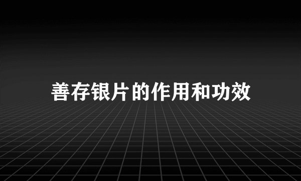 善存银片的作用和功效