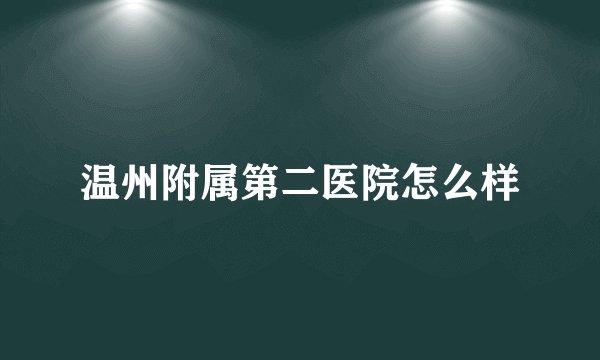 温州附属第二医院怎么样