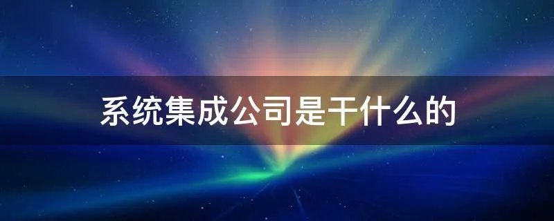 系统集成公司是干什么的